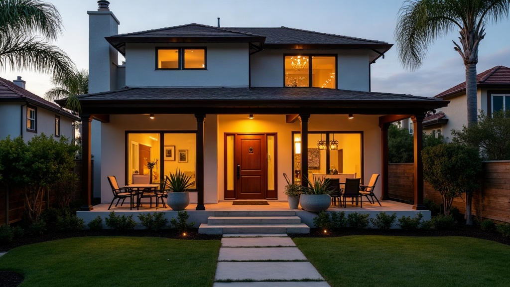 Golden-hour landscape rock and gravel yard in Southern California